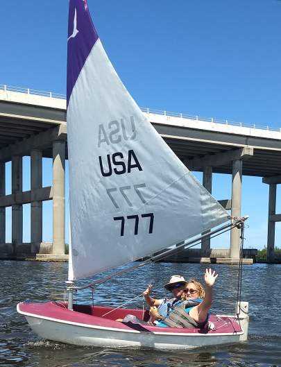 Kym and Tricia sailing