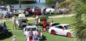 Patrons browse the car show